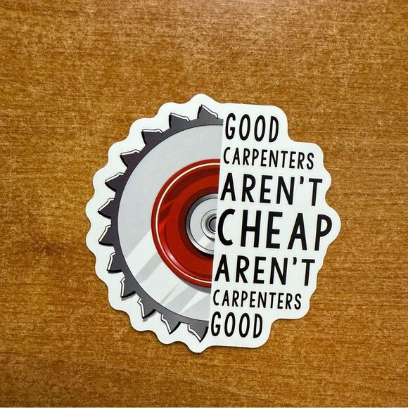 Humorous Red and Gray Carpenter Sticker - Picture 1 of 1